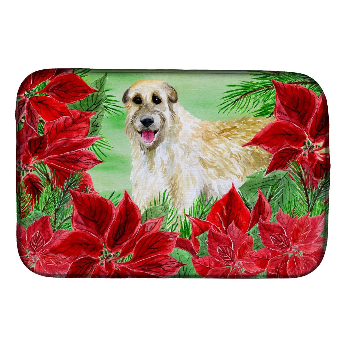 Irish Wolfhound Poinsettas Dish Drying Mat