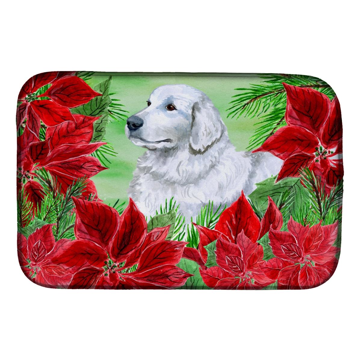 Picture of Carolines Treasures CK1323DDM Maremma Sheepdog Poinsettas Dish Drying Mat