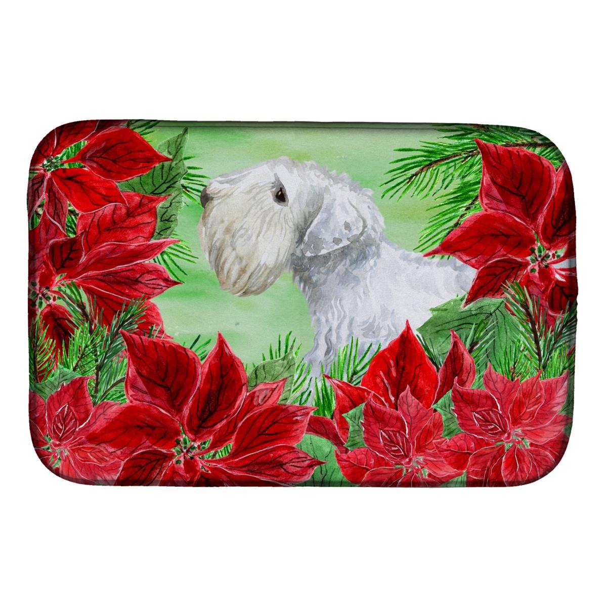 Sealyham Terrier Poinsettas Dish Drying Mat