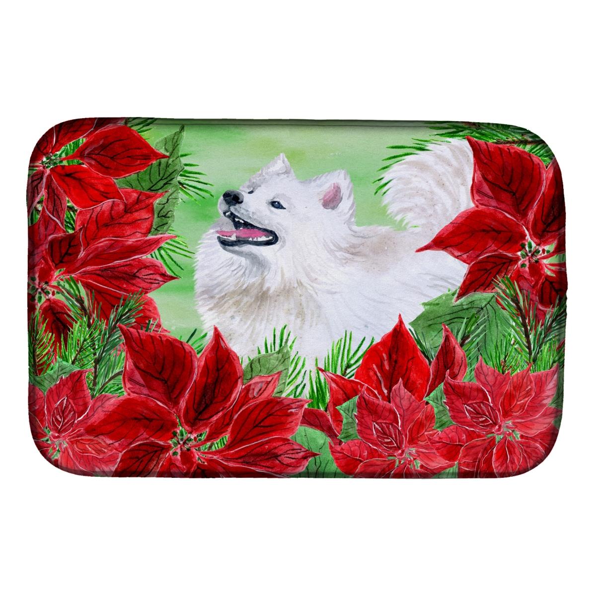 CK1339DDM Samoyed Poinsettas Dish Drying Mat