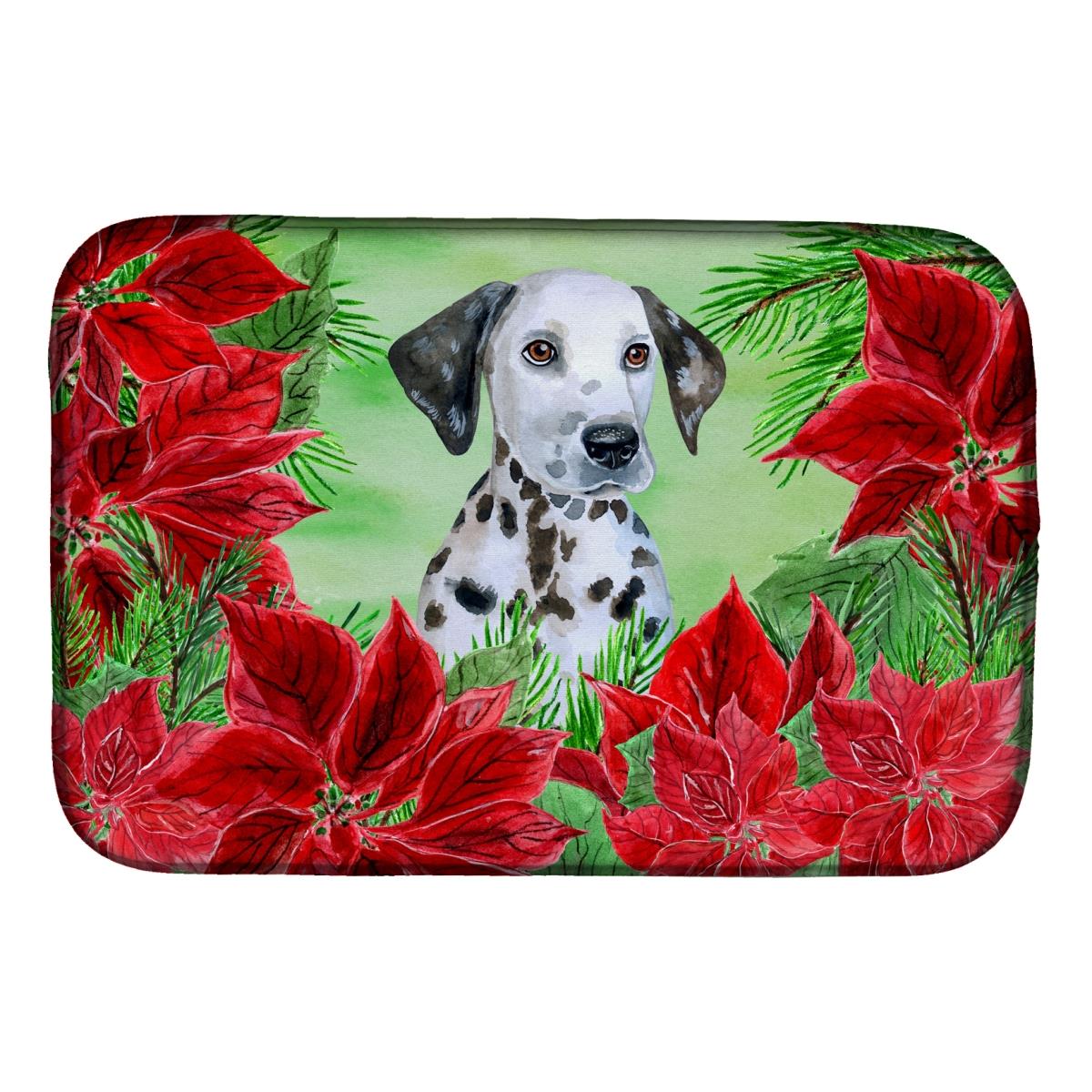 Dalmatian Puppy Poinsettas Dish Drying Mat