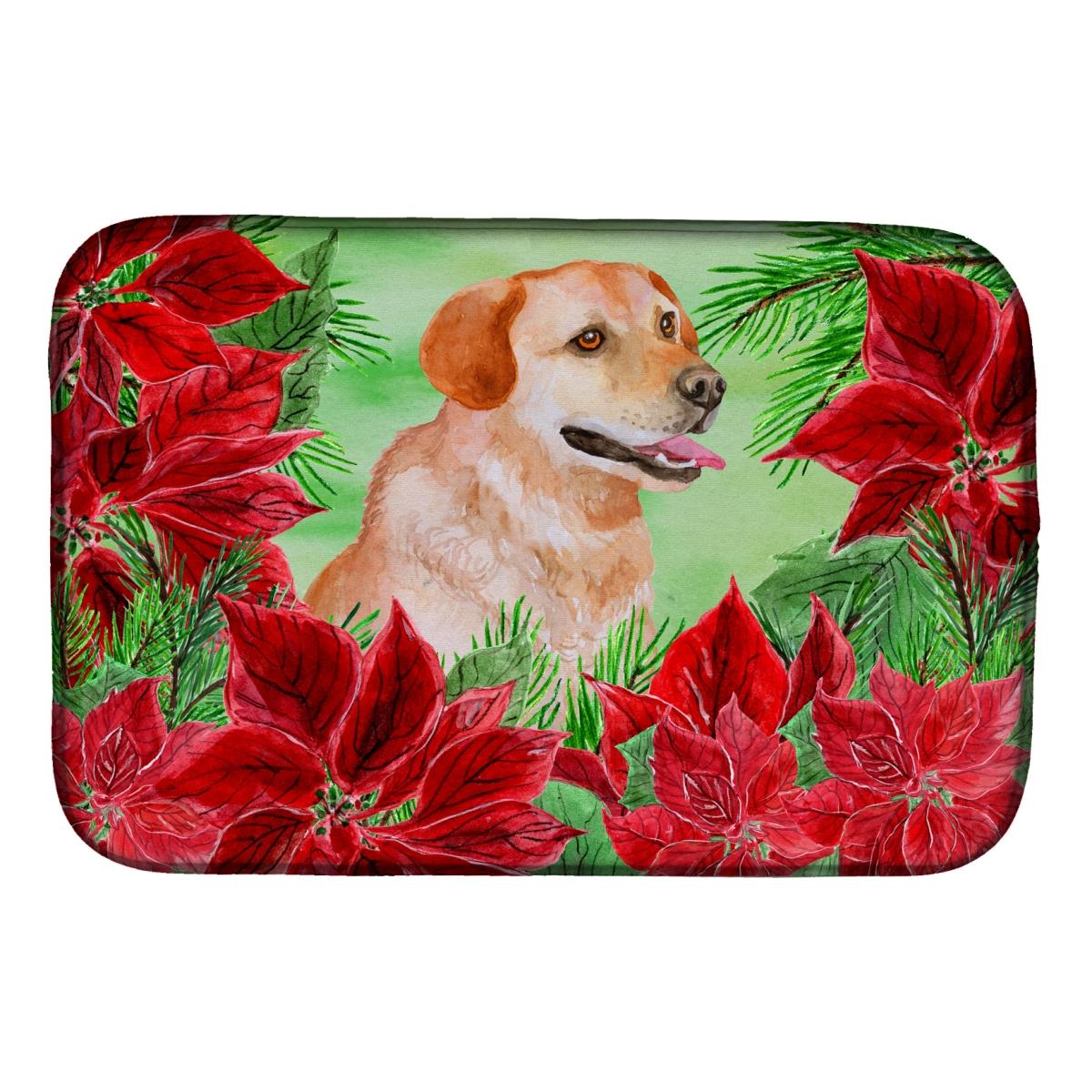 CK1361DDM Labrador Retriever Poinsettas Dish Drying Mat