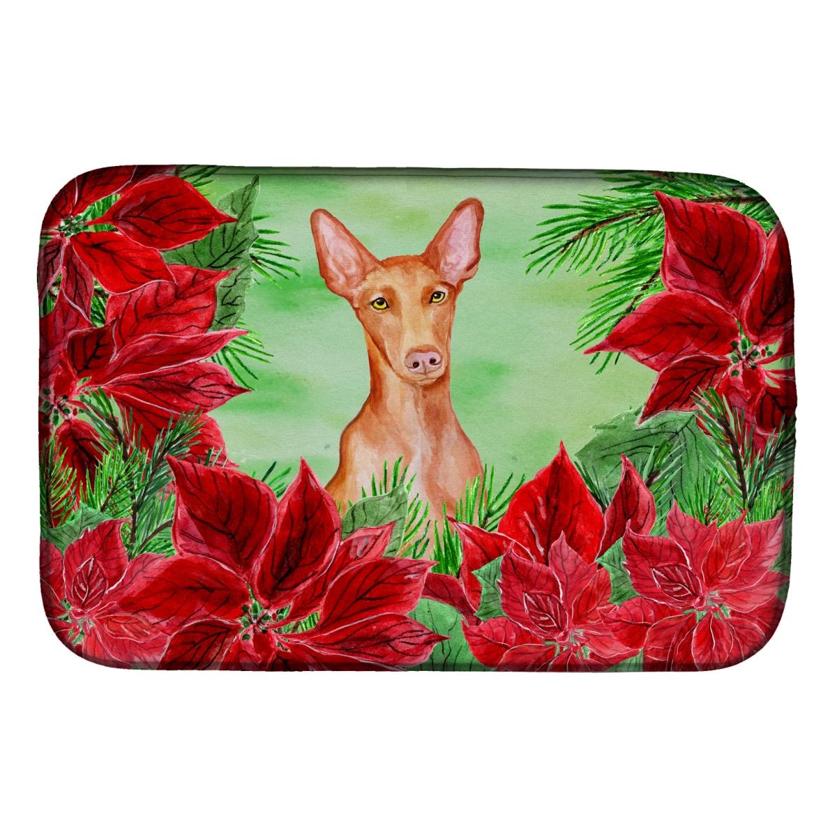 Pharaoh Hound Poinsettas Dish Drying Mat