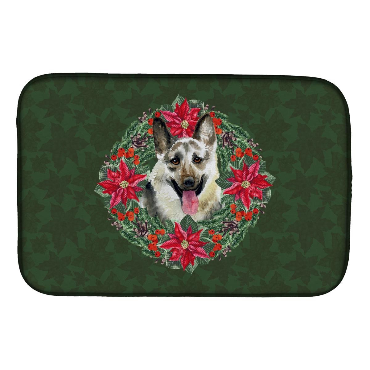 East-European Shepherd Poinsetta Wreath Dish Drying Mat