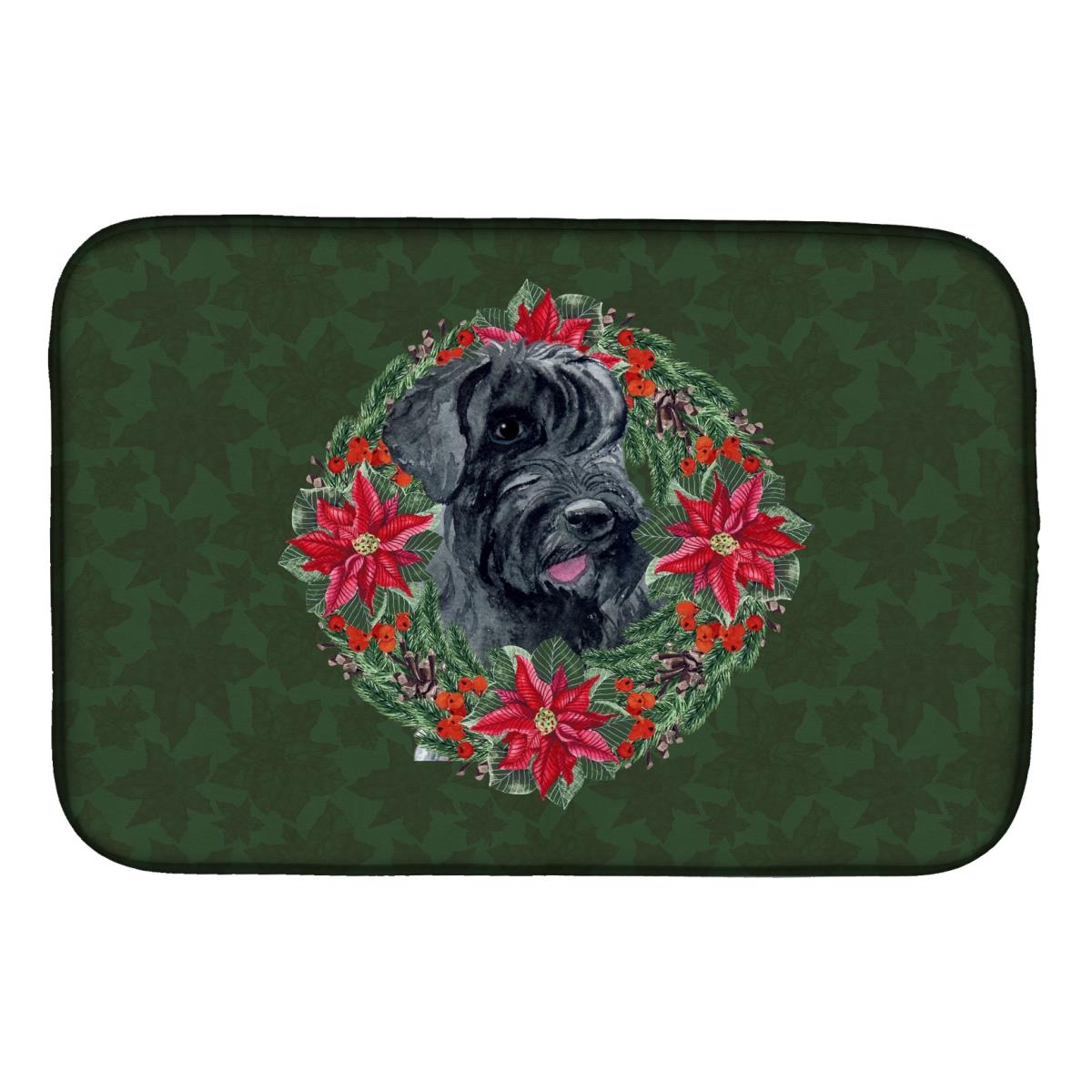 Giant Schnauzer Poinsetta Wreath Dish Drying Mat