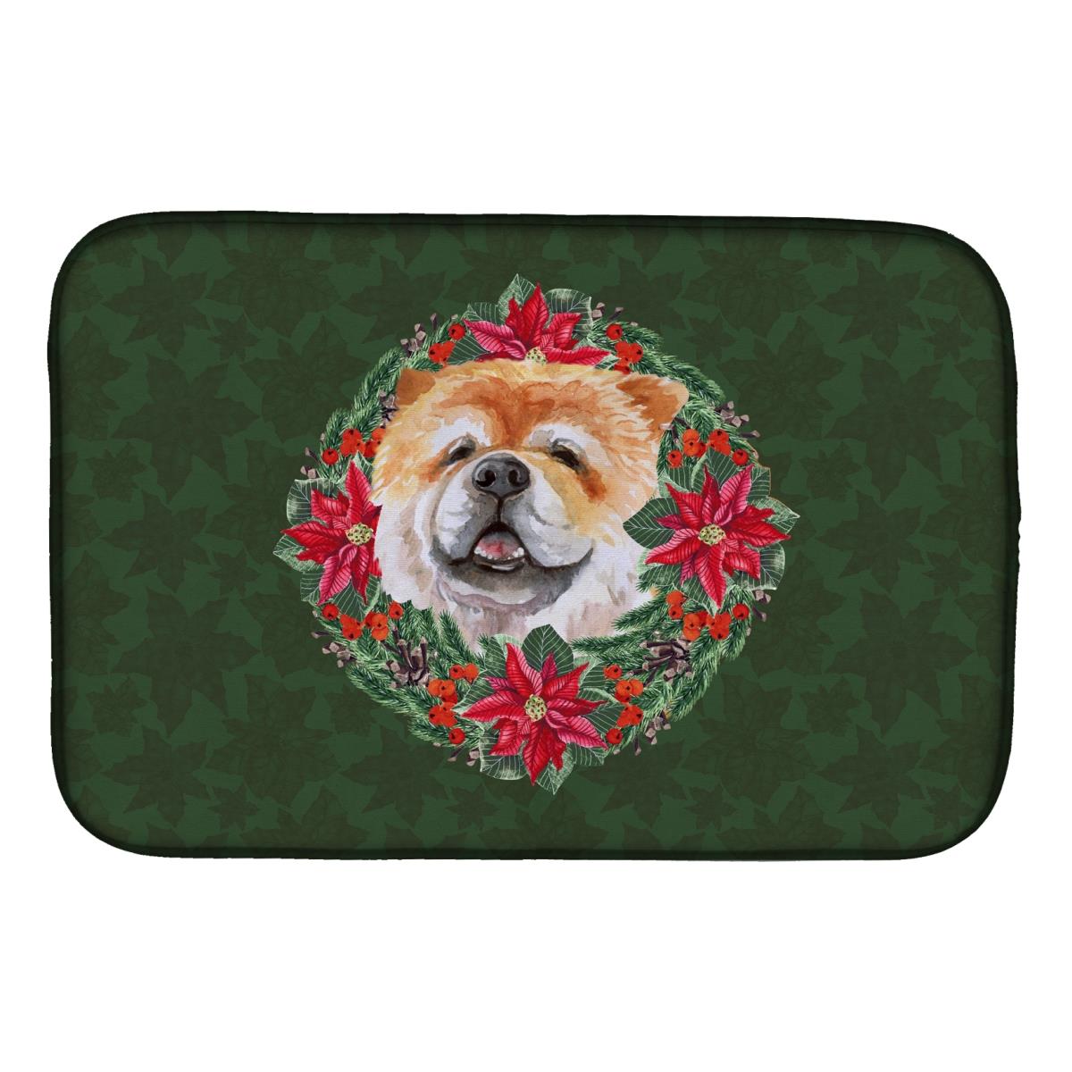 Cane Corso Poinsetta Wreath Dish Drying Mat