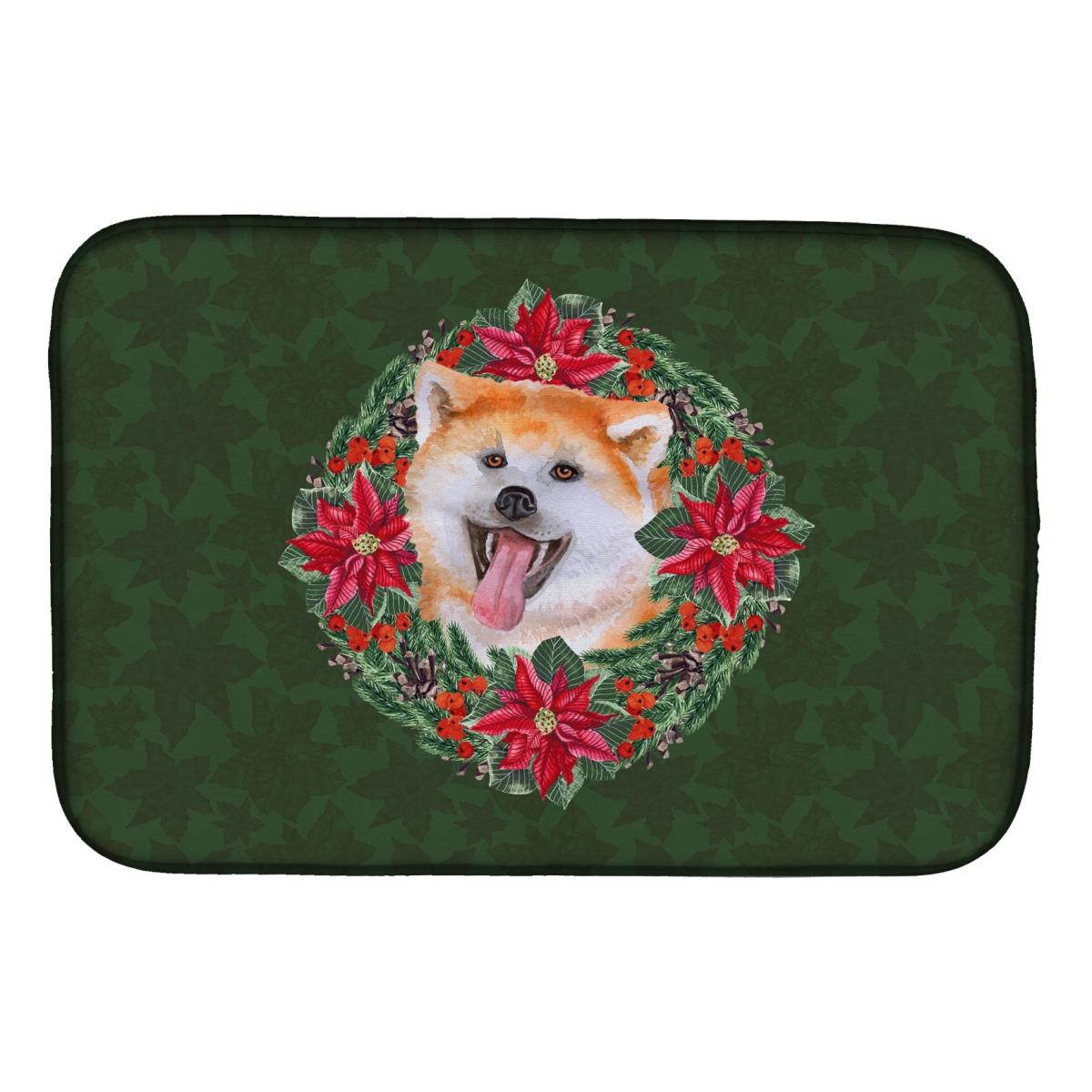 Akita Poinsetta Wreath Dish Drying Mat