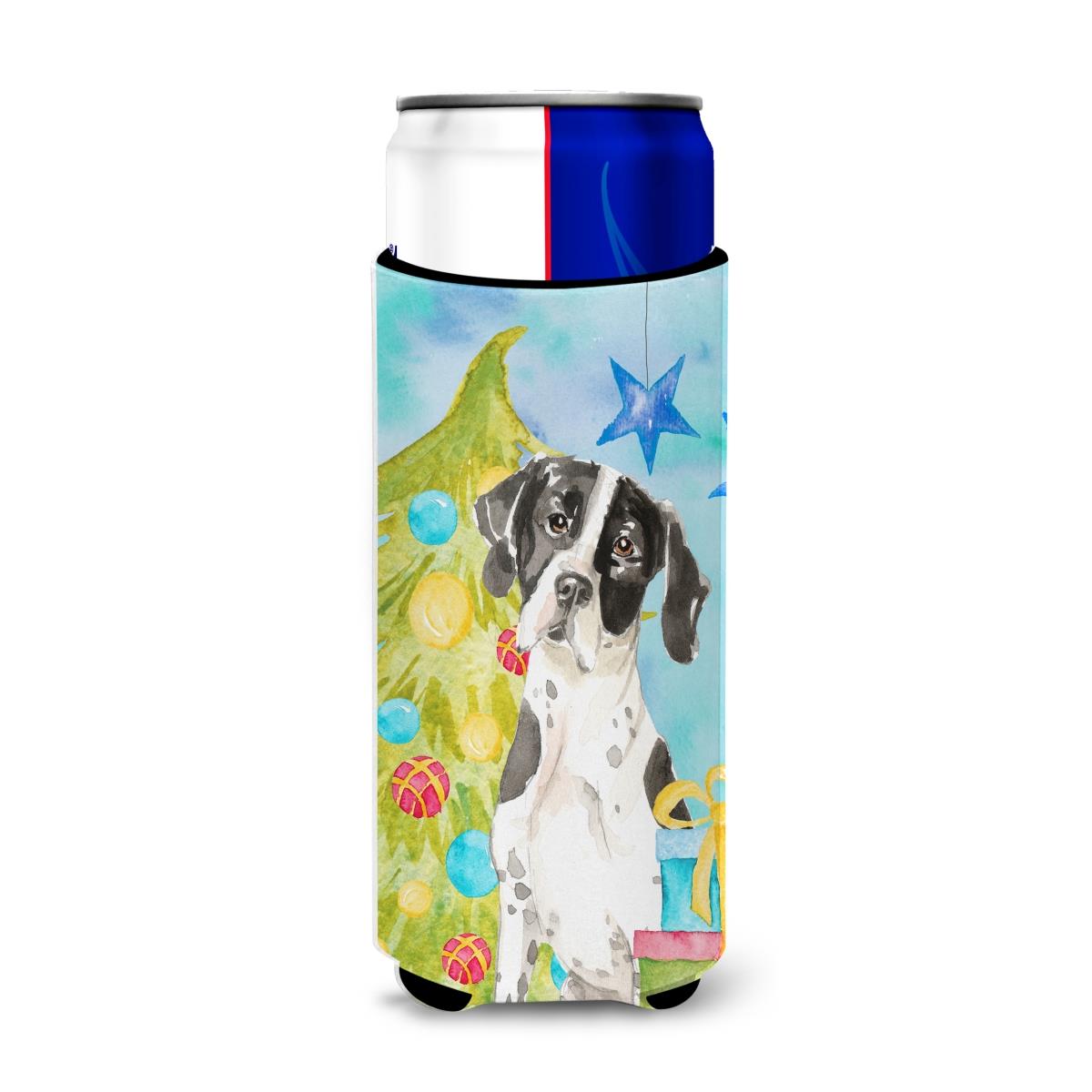 Picture of Carolines Treasures CK1880MUK Christmas Tree English Pointer Michelob Ultra Hugger for Slim Cans