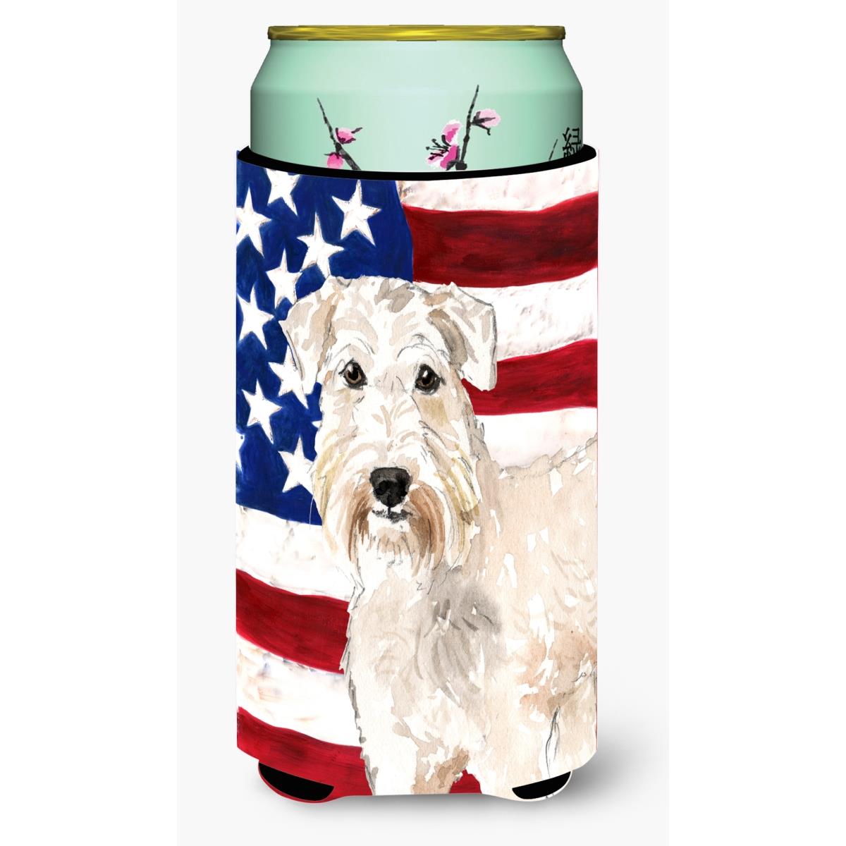 Patriotic USA Wheaten Terrier Tall Boy Beverage Insulator Hugger