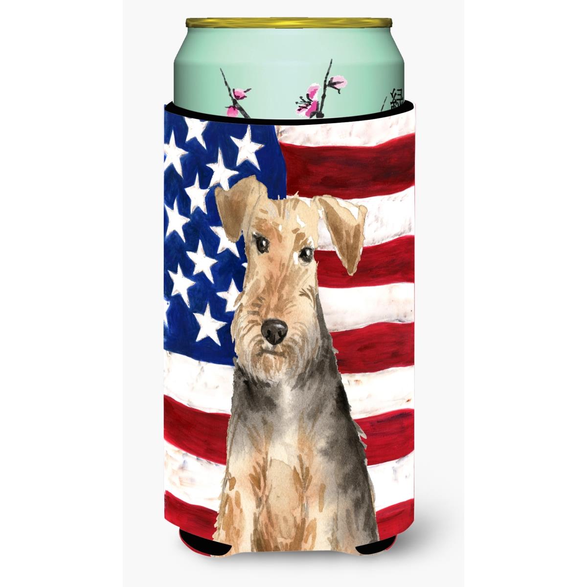 Patriotic USA Welsh Terrier Tall Boy Beverage Insulator Hugger