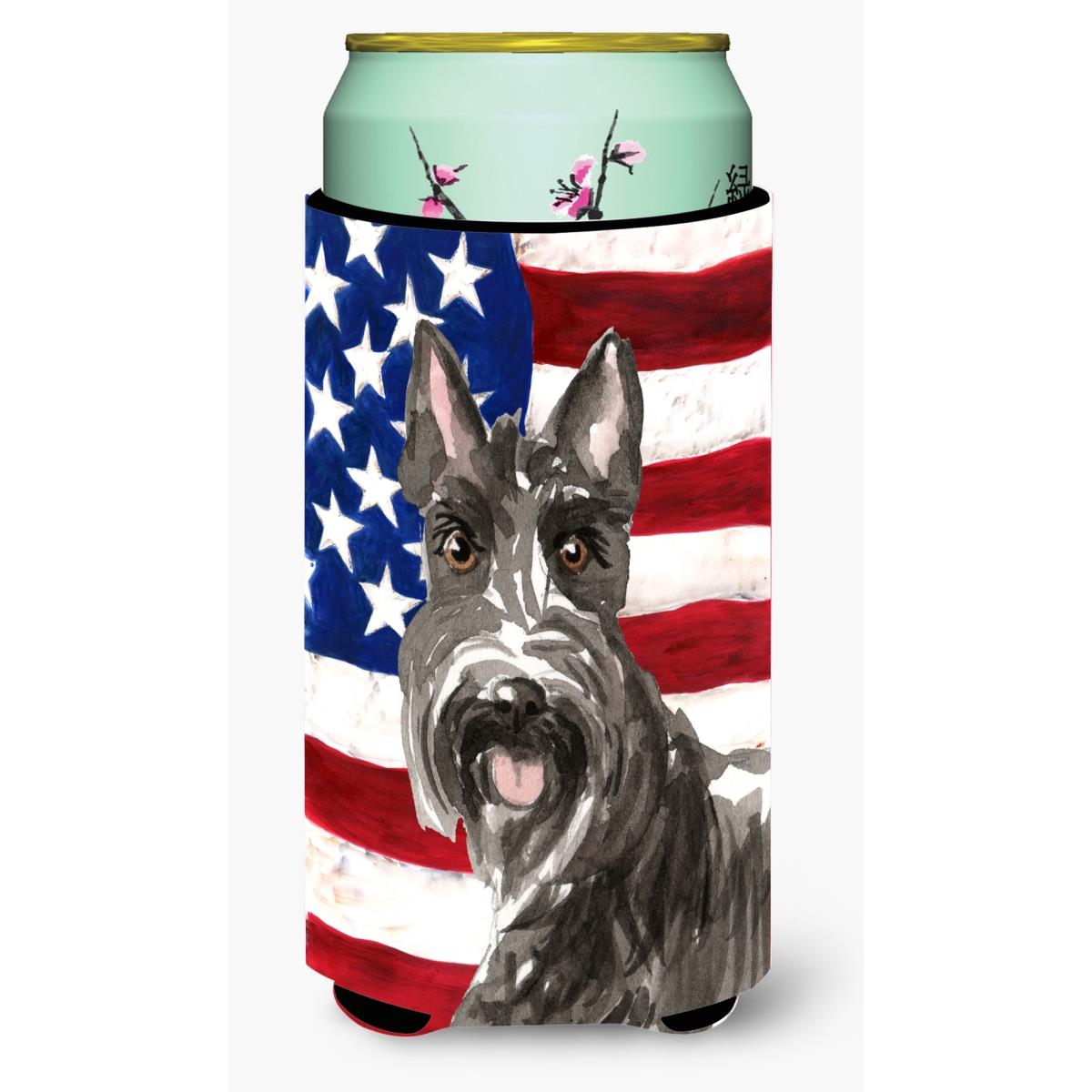 Patriotic USA Scottish Terrier Tall Boy Beverage Insulator Hugger