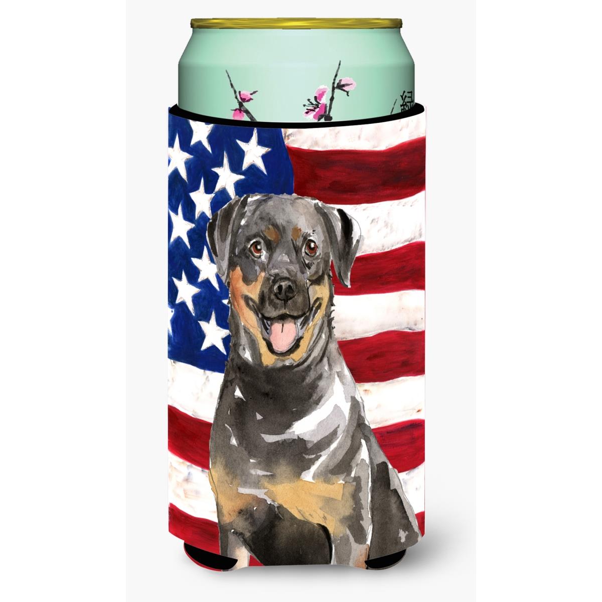 Patriotic USA Rottweiler Tall Boy Beverage Insulator Hugger