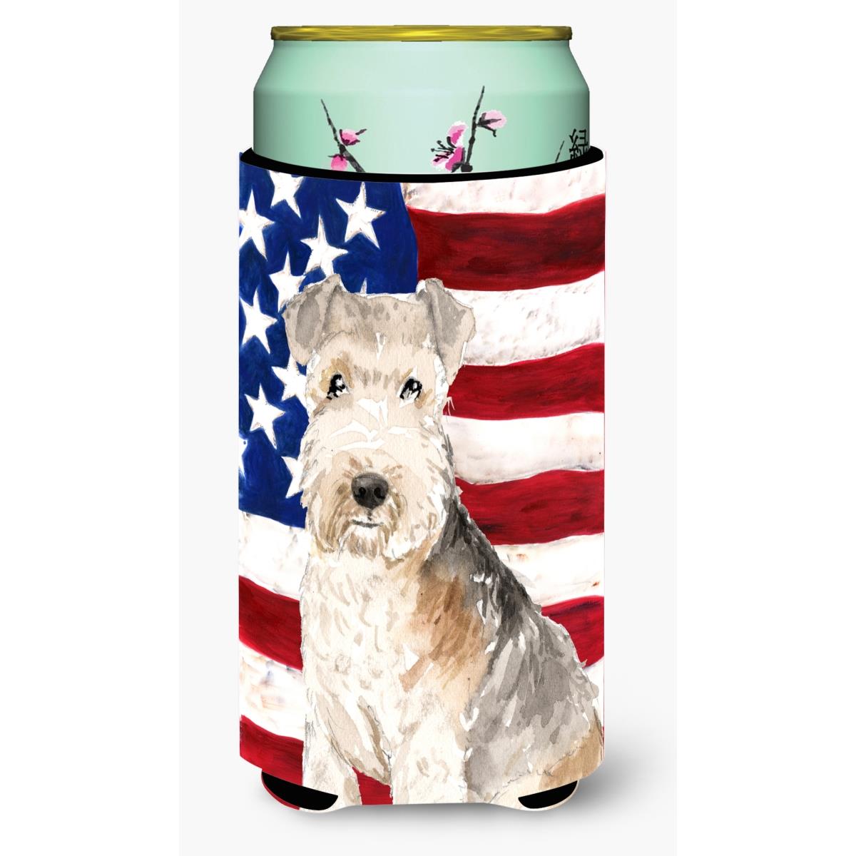 Patriotic USA Lakeland Terrier Tall Boy Beverage Insulator Hugger
