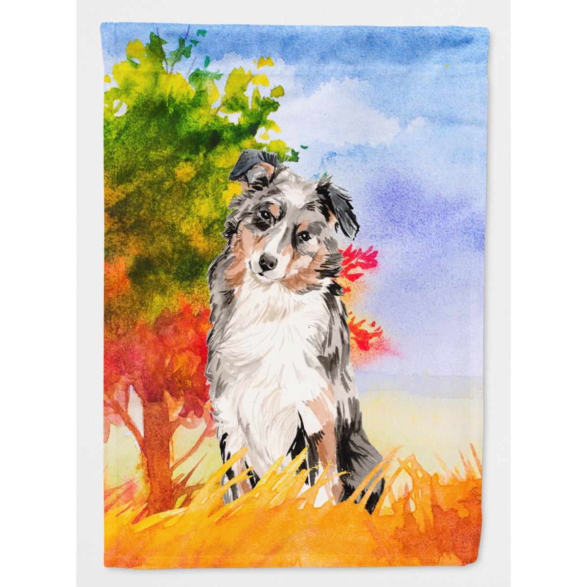 CK1960GF Fall Australian Shepherd Garden Size Flag