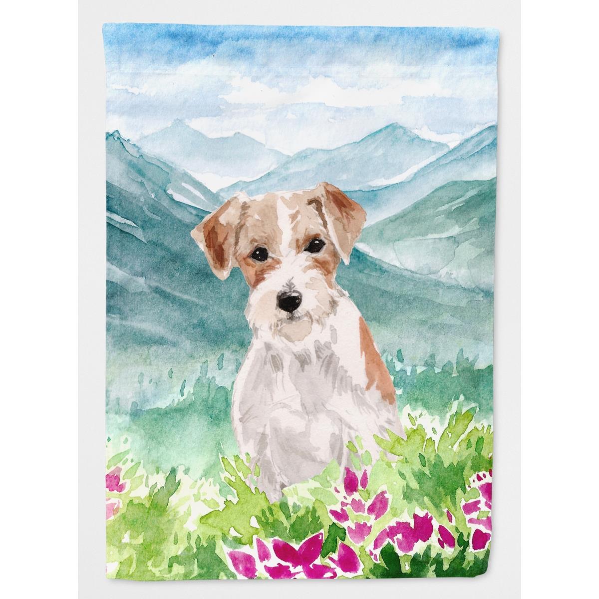 Mountian Flowers Jack Russell Terrier Garden Size Flag