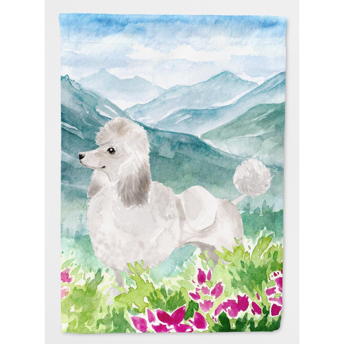 Mountian Flowers White Poodle Garden Size Flag