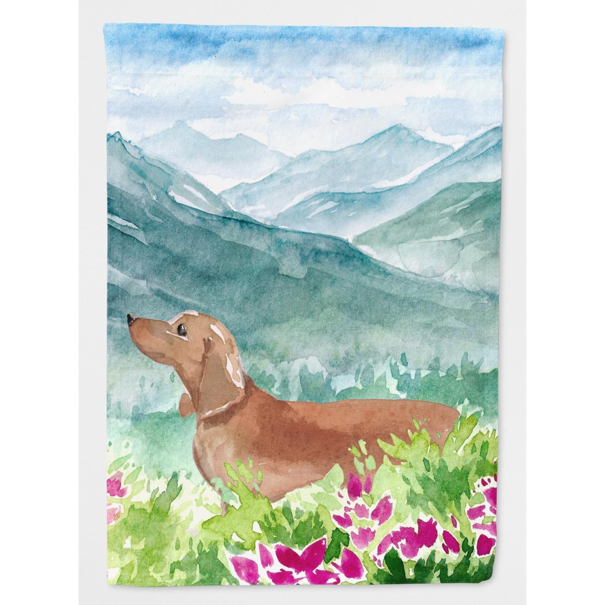 Mountian Flowers Red Dachshund Garden Size Flag