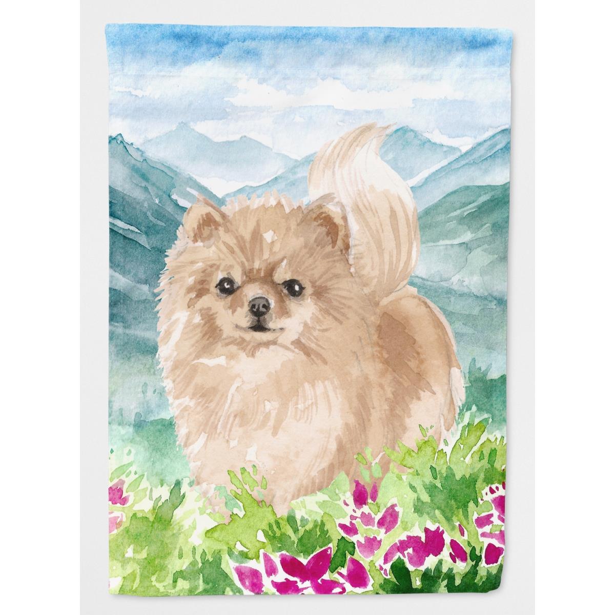 Mountian Flowers Pomeranian Garden Size Flag