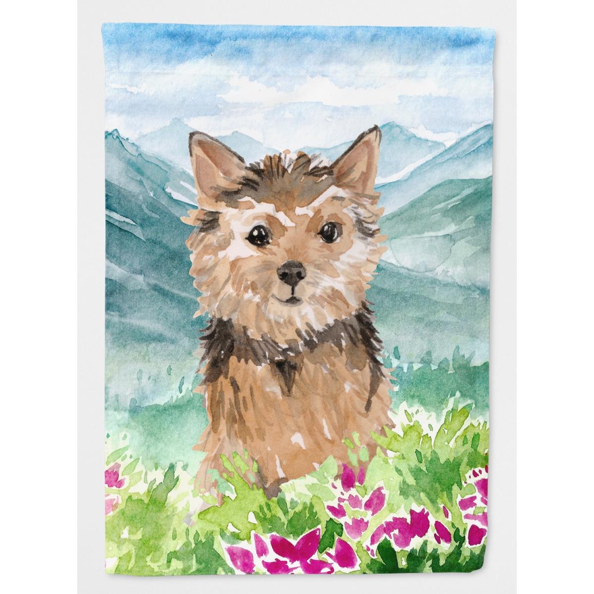 Mountian Flowers Norwich Terrier Garden Size Flag