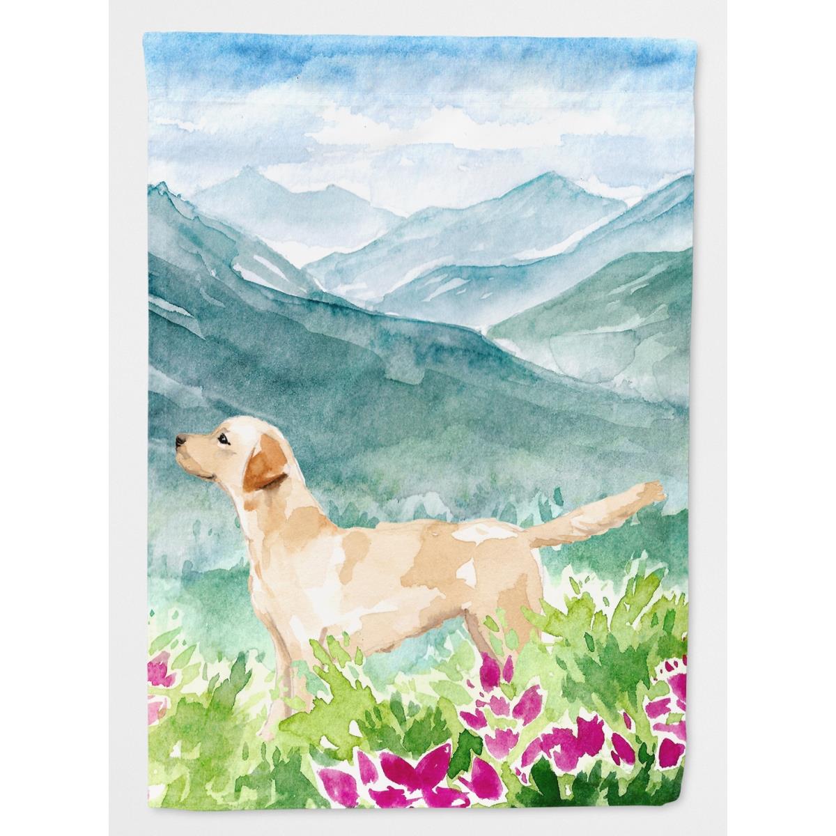 Mountian Flowers Yellow Labrador Garden Size Flag