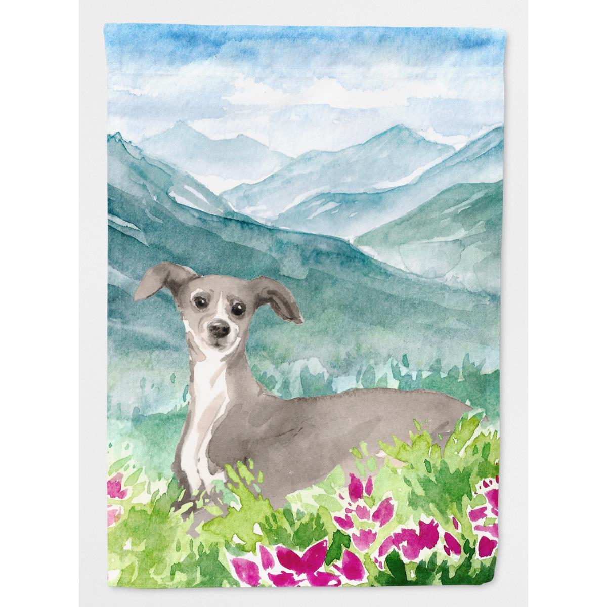 Mountian Flowers Italian Greyhound Garden Size Flag
