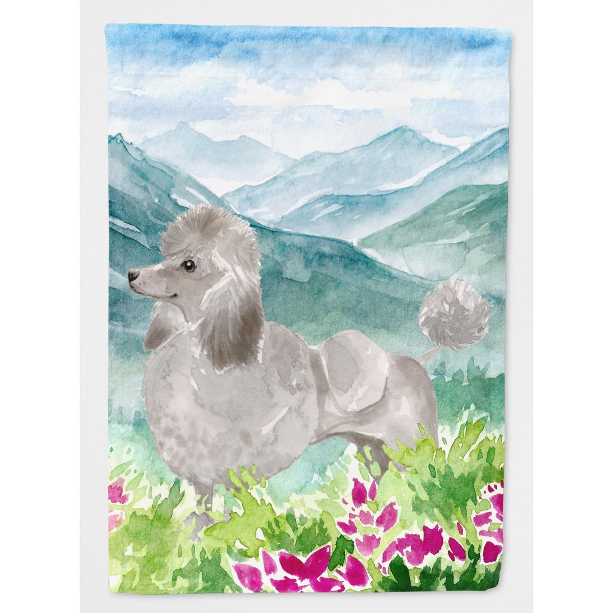 Mountian Flowers Silver Poodle Garden Size Flag