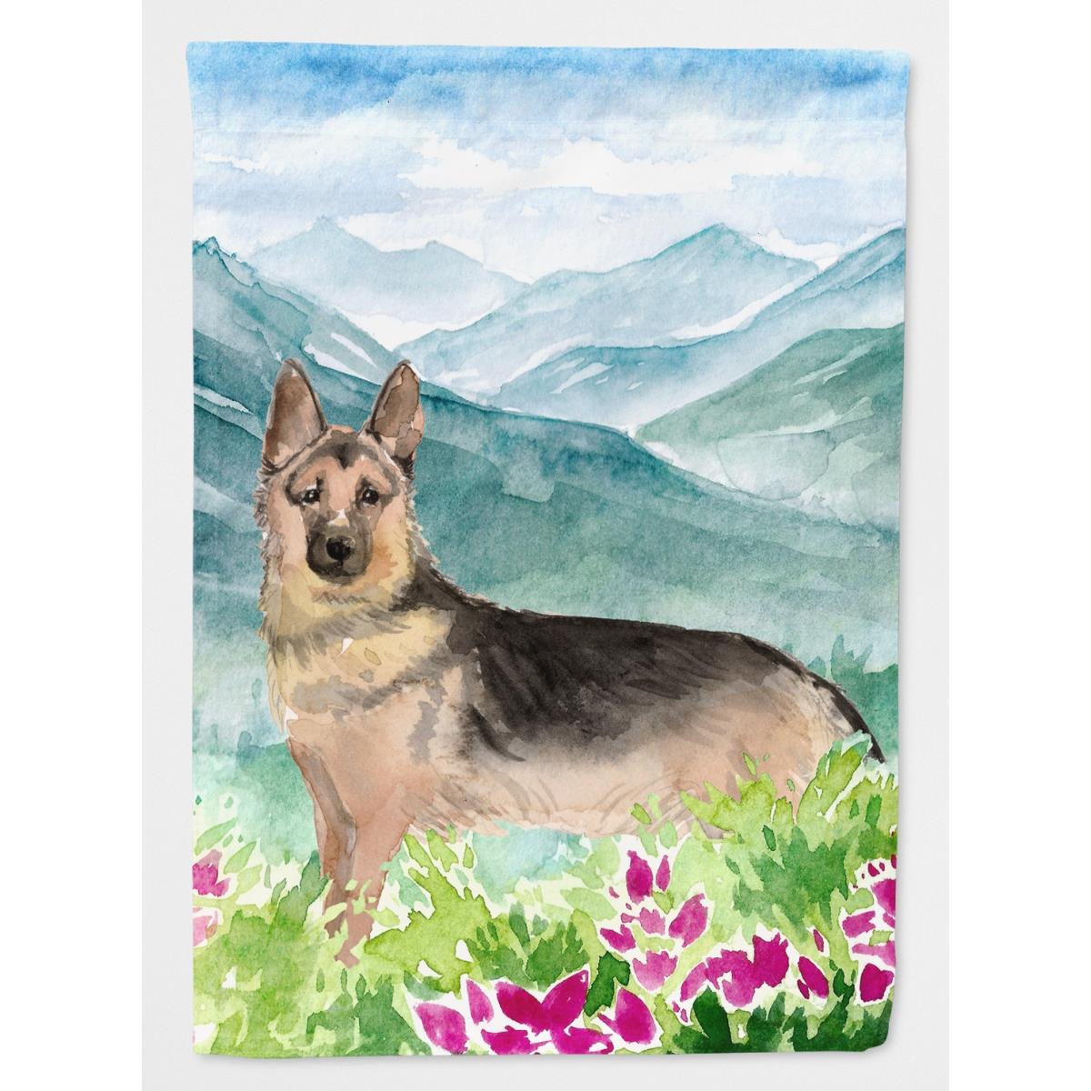 Mountian Flowers German Shepherd Garden Size Flag