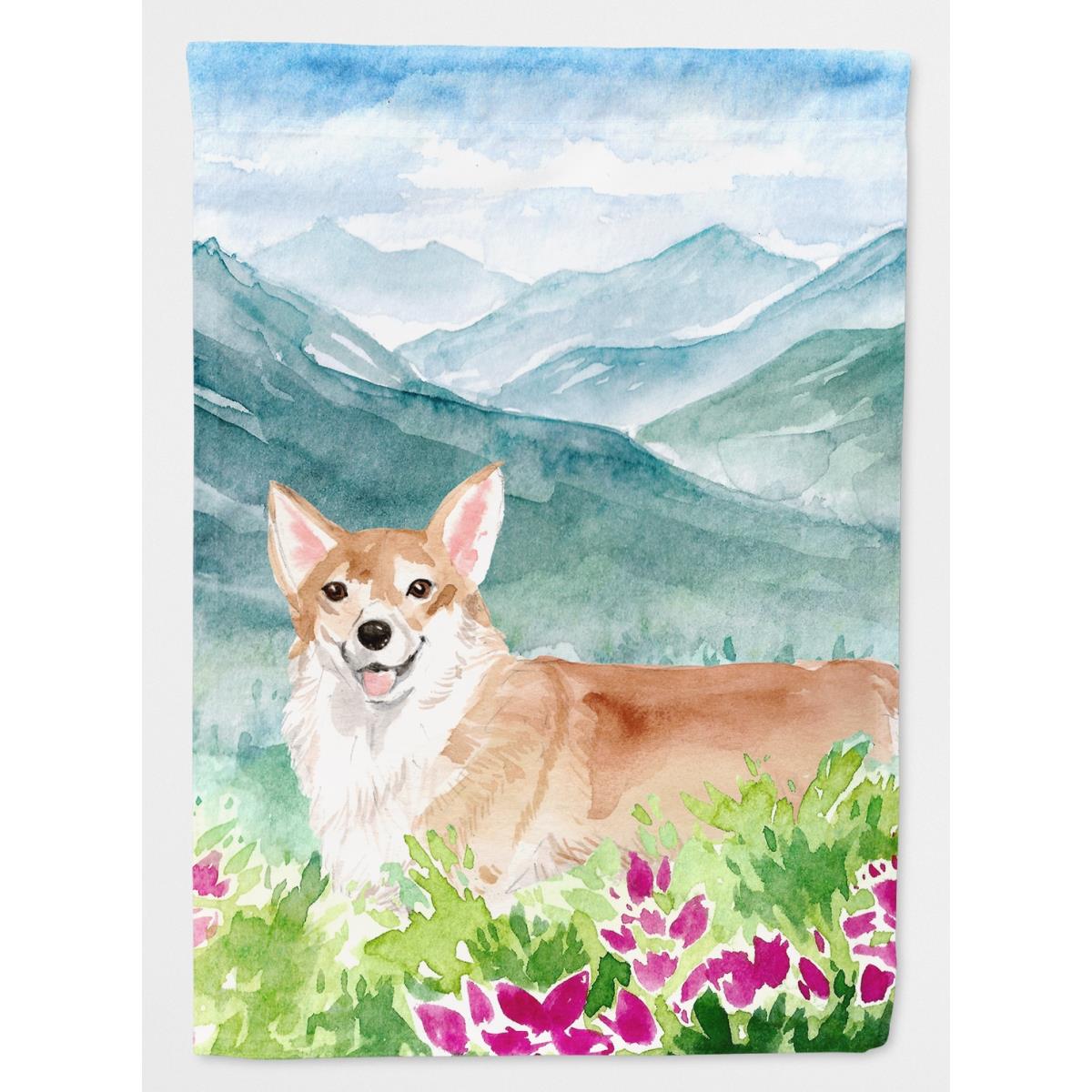 Mountian Flowers Corgi Garden Size Flag