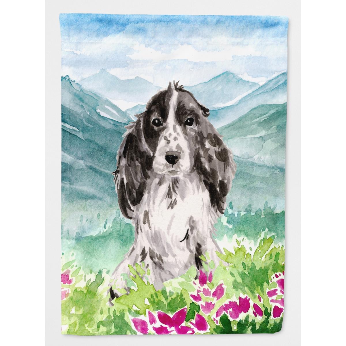 Mountian Flowers Black Parti Cocker Spaniel Garden Size Flag