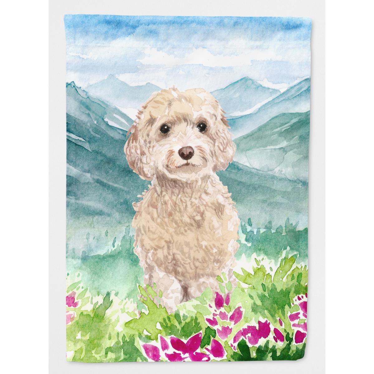 Mountian Flowers Goldendoodle Garden Size Flag