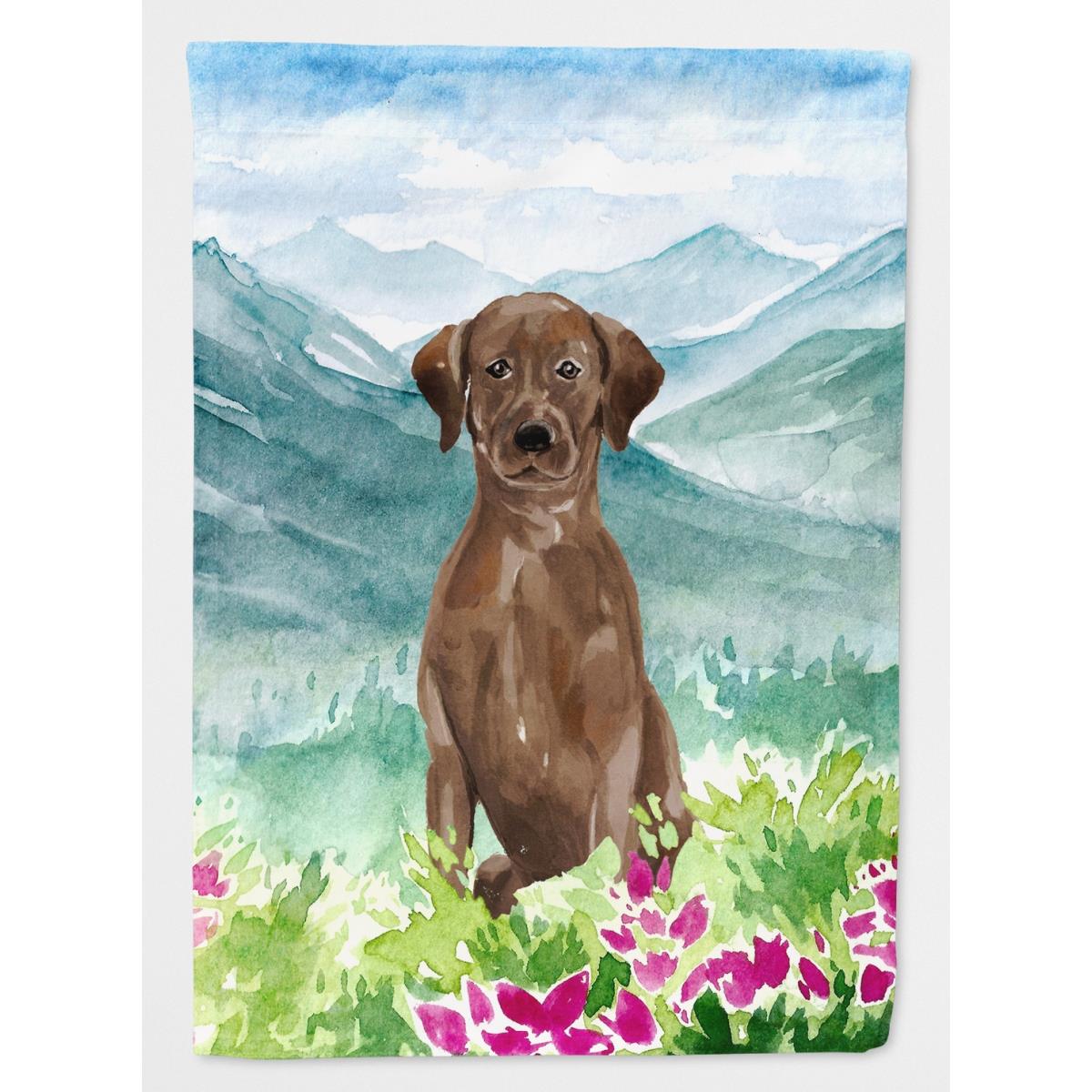 Mountian Flowers Chocolate Lab Garden Size Flag