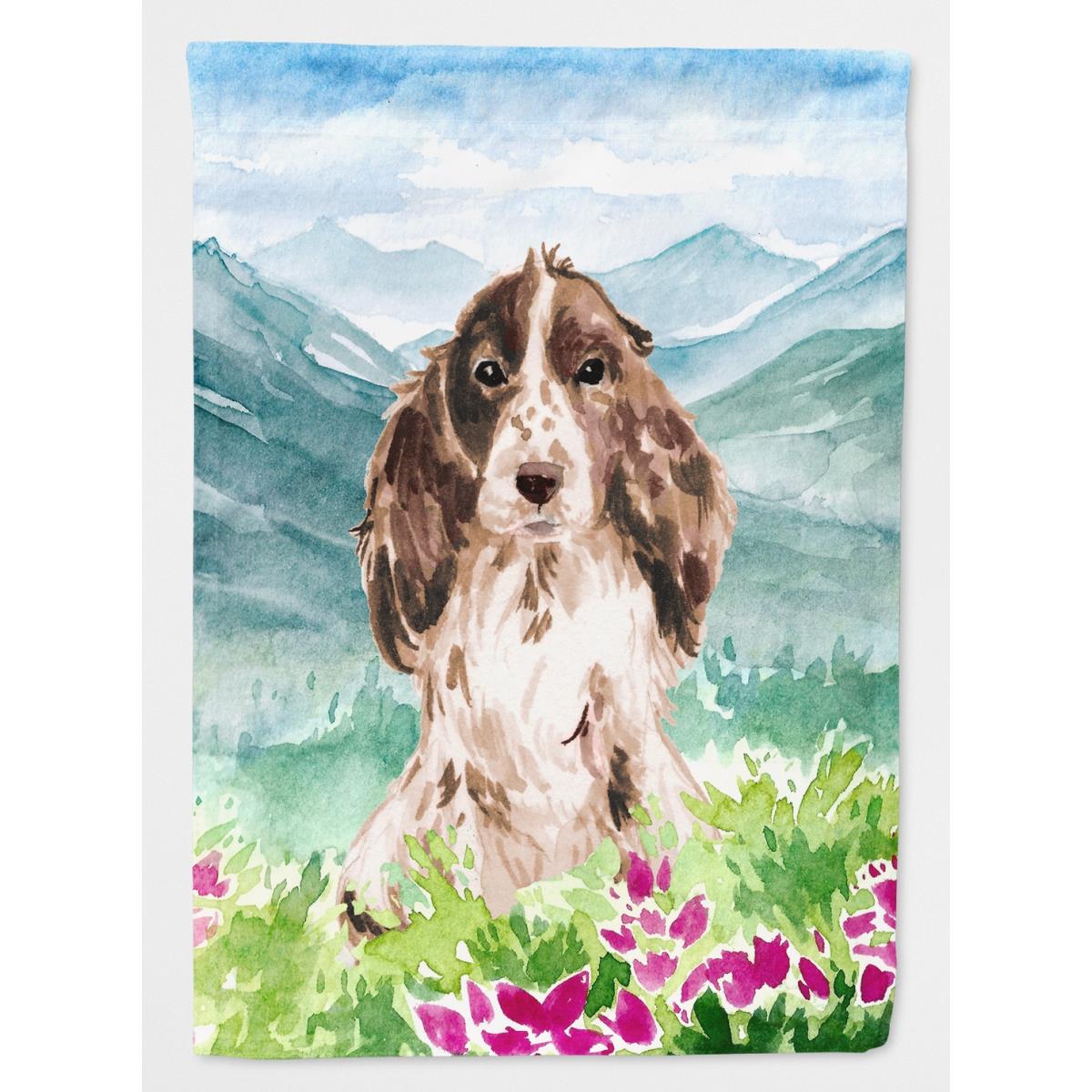 Mountian Flowers Chocolate Parti Cocker Spaniel Garden Size Flag