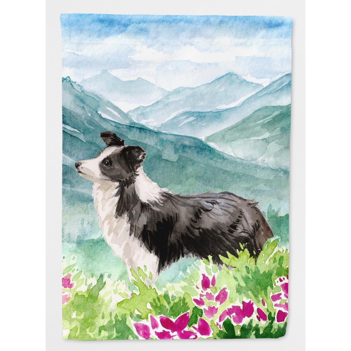 Mountian Flowers Border Collie Garden Size Flag