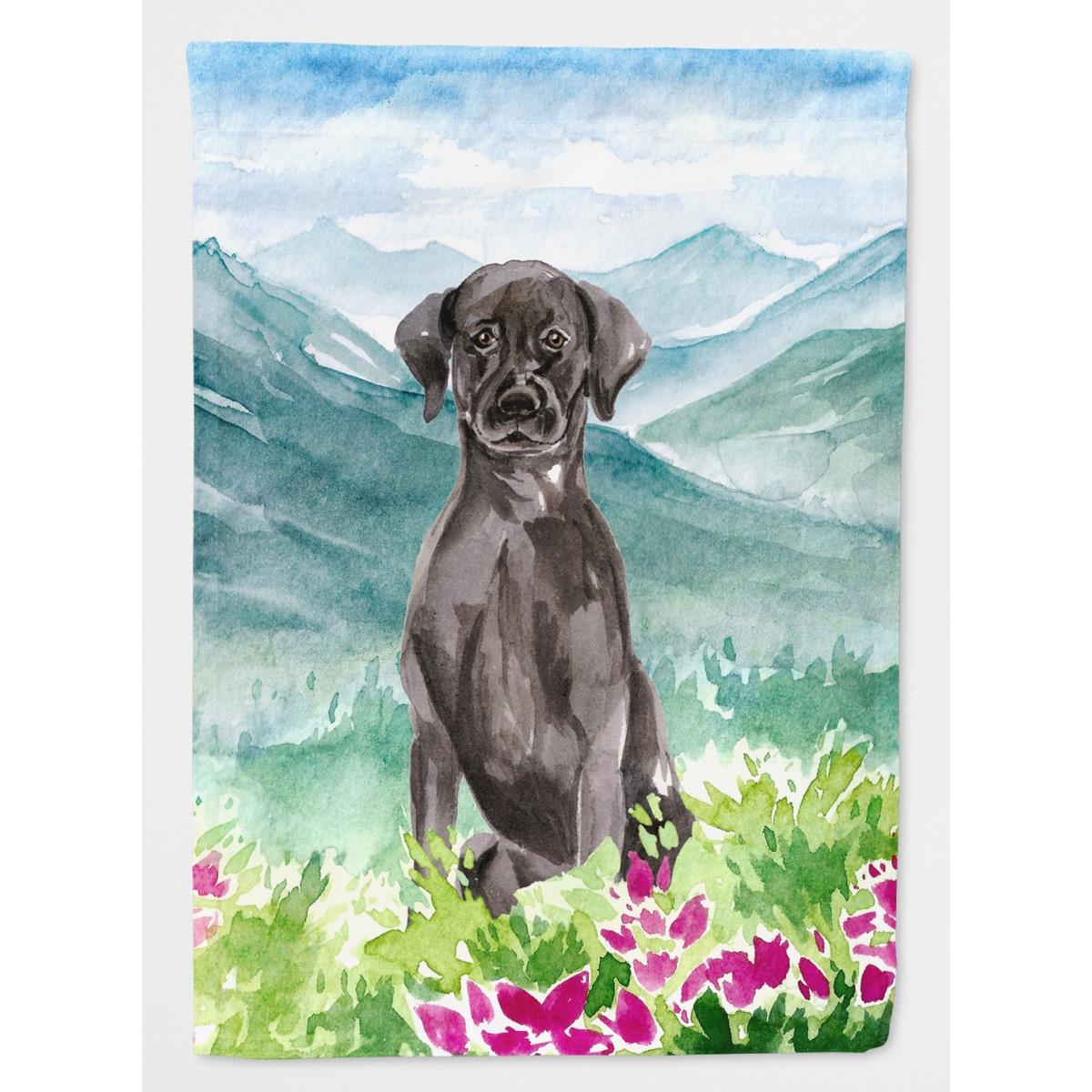 Mountian Flowers Black Lab Garden Size Flag