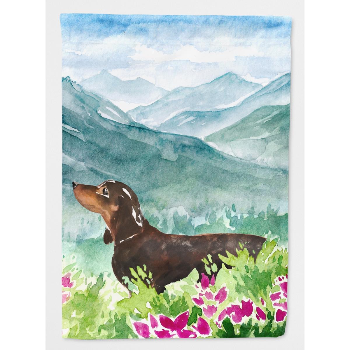 Mountian Flowers Dachshund Garden Size Flag