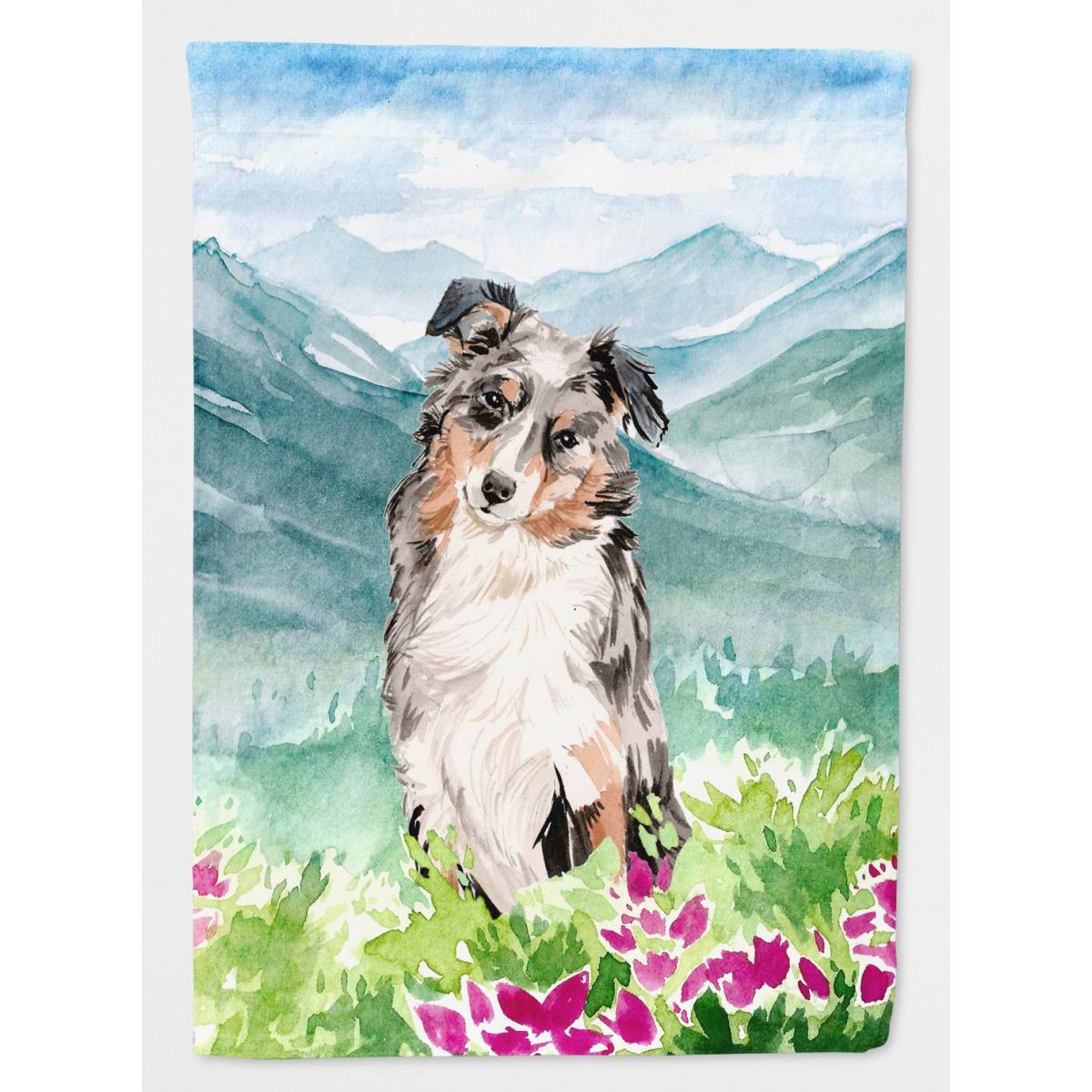 Mountian Flowers Australian Shepherd Garden Size Flag