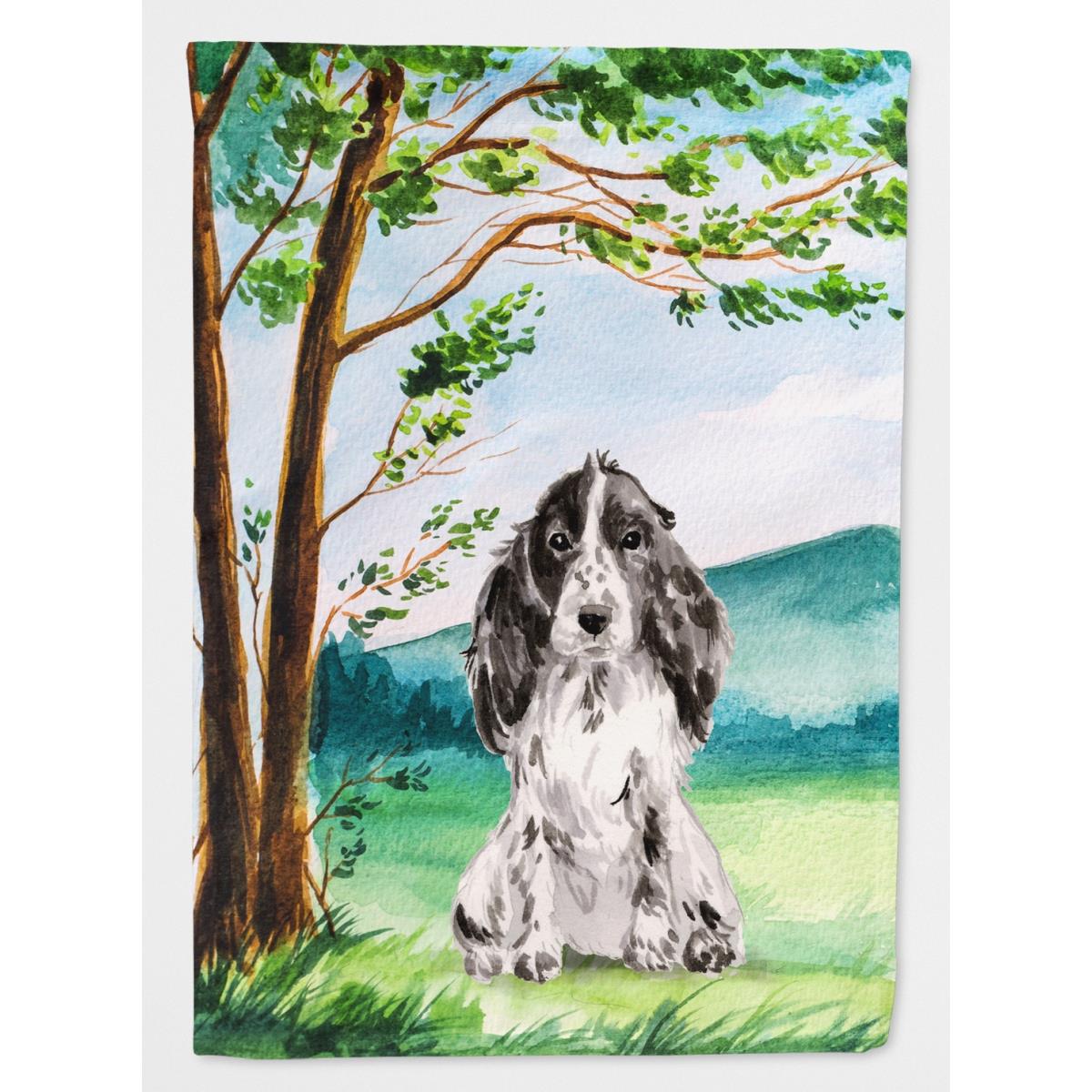 Under the Tree Black Parti Cocker Spaniel Garden Size Flag