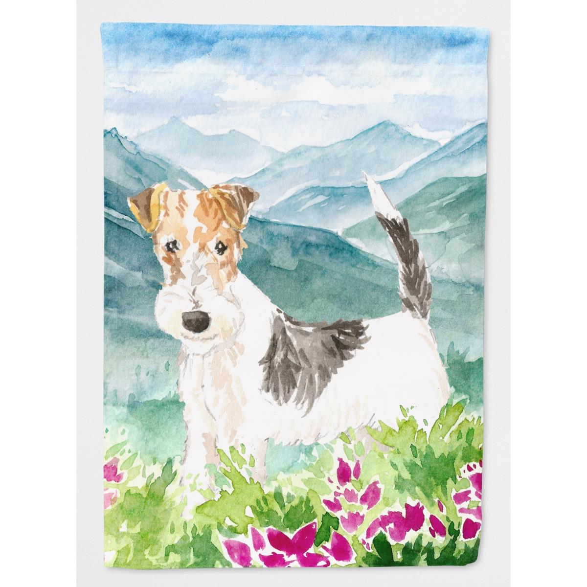 Mountian Flowers Fox Terrier Garden Size Flag