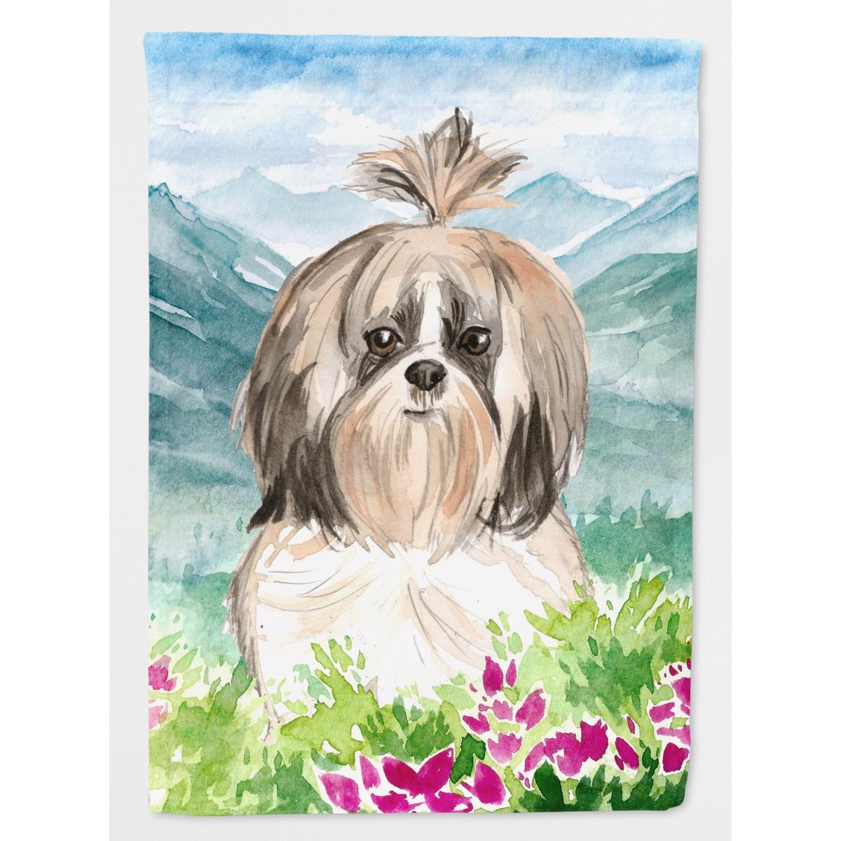 Mountain Flowers Shih Tzu Garden Size Flag