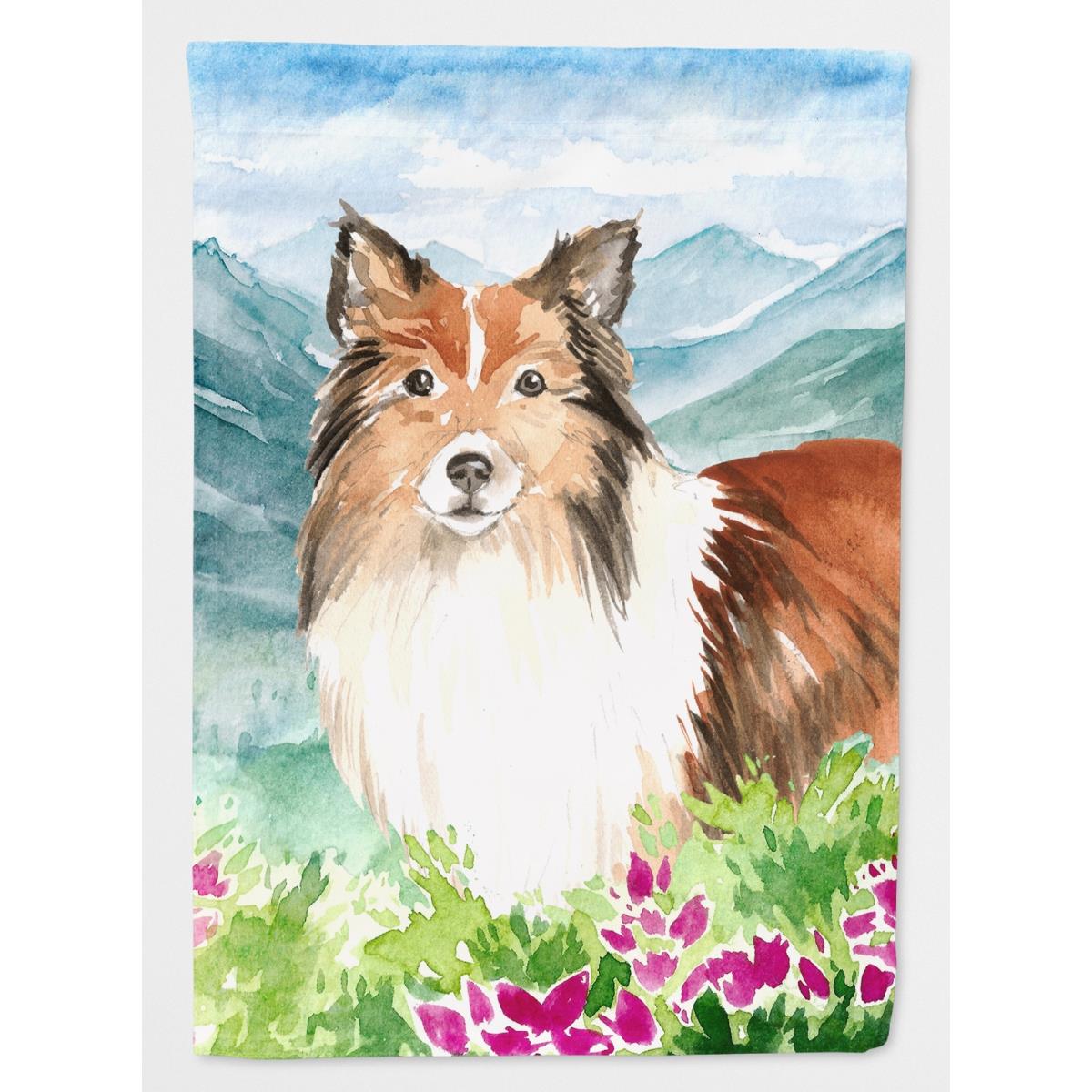 Mountain Flowers Sheltie Garden Size Flag