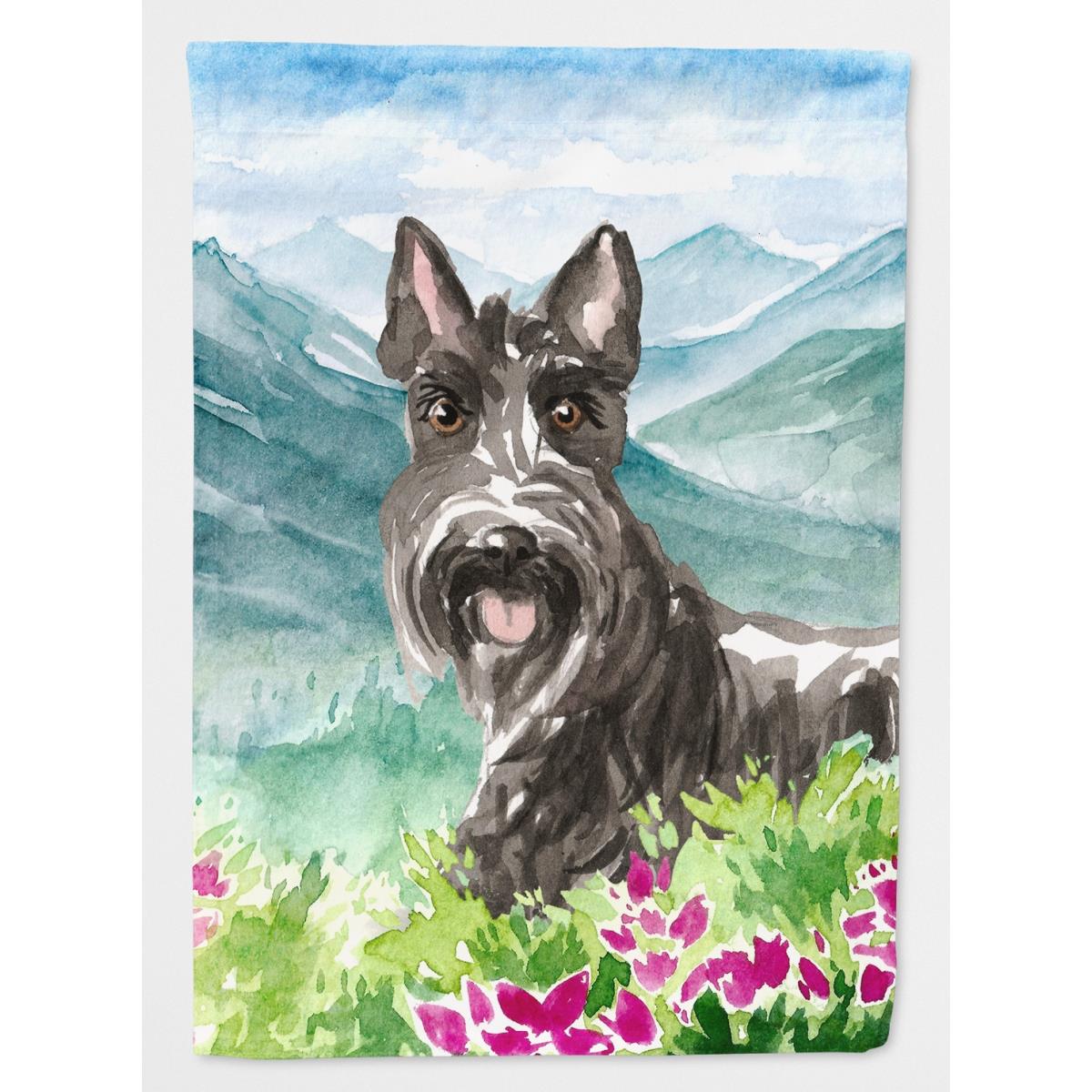 Mountain Flowers Scottish Terrier Garden Size Flag