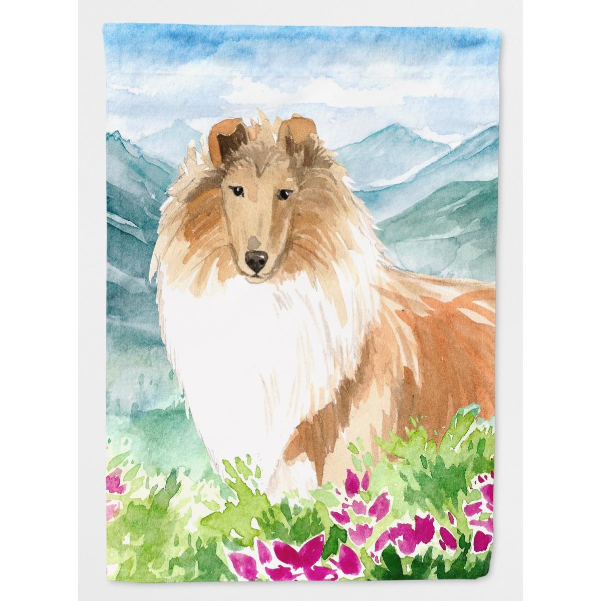 Mountain Flowers Smooth Collie Garden Size Flag