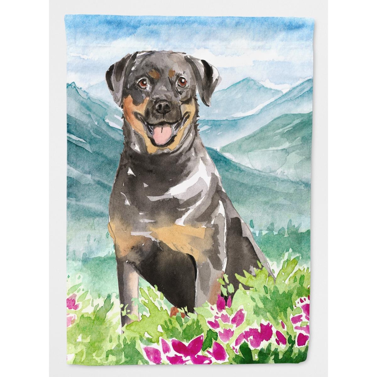 Mountain Flowers Rottweiler Garden Size Flag