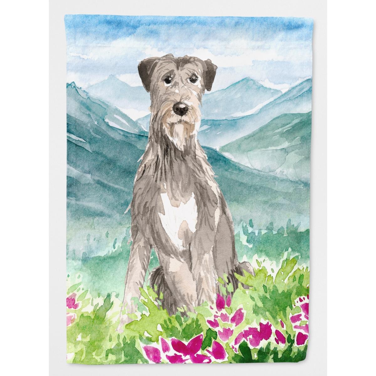 Mountain Flowers Irish Wolfhound Garden Size Flag