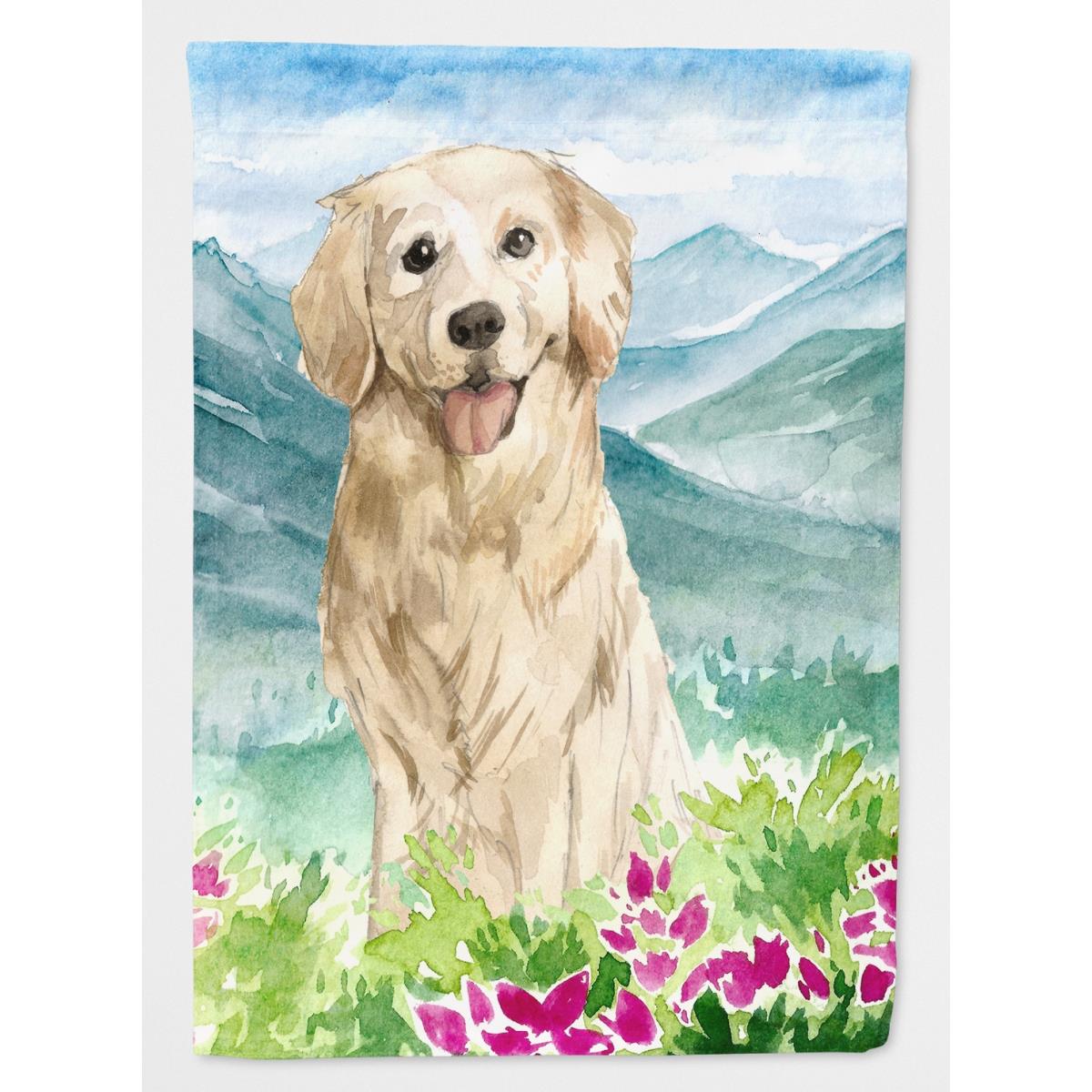 Mountain Flowers Golden Retriever Garden Size Flag