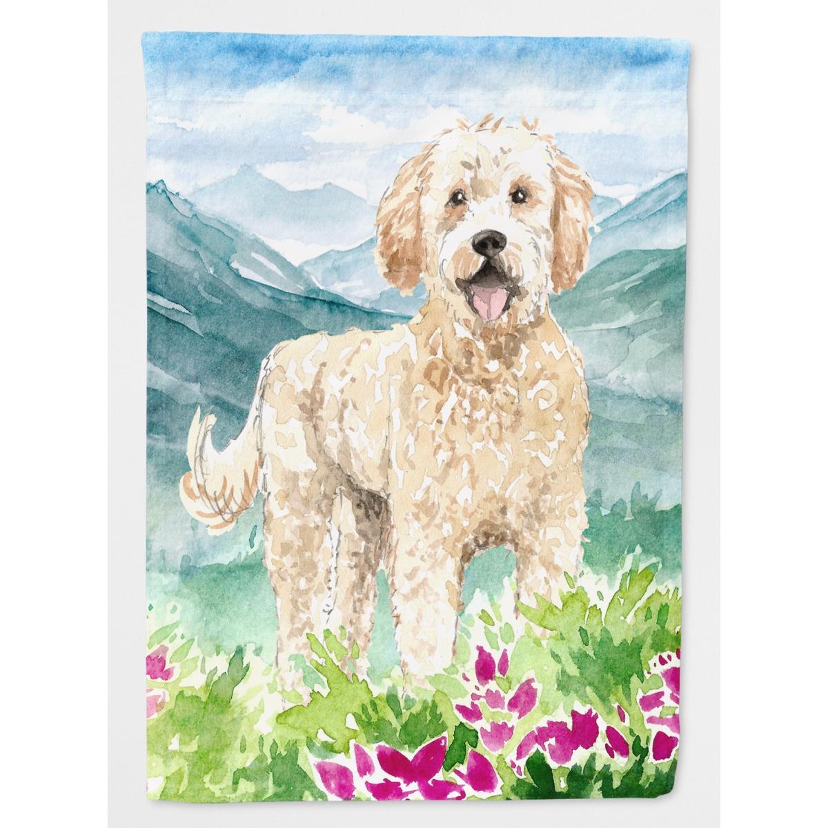 Mountain Flowers Goldendoodle Garden Size Flag