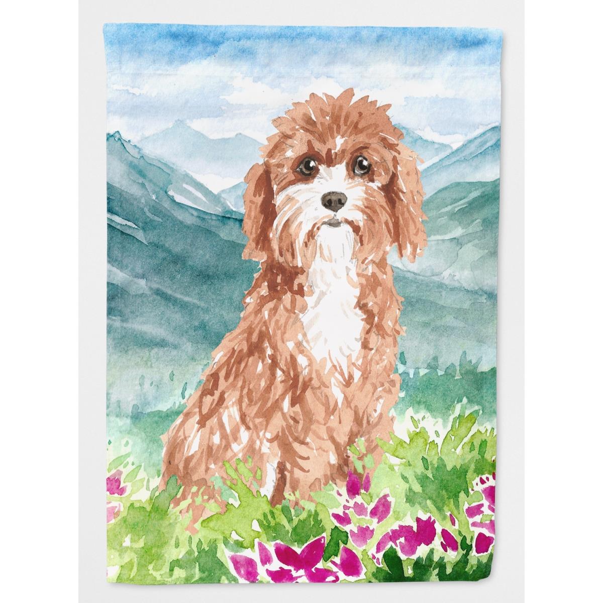 CK2539GF Mountain Flowers Cavapoo Garden Size Flag