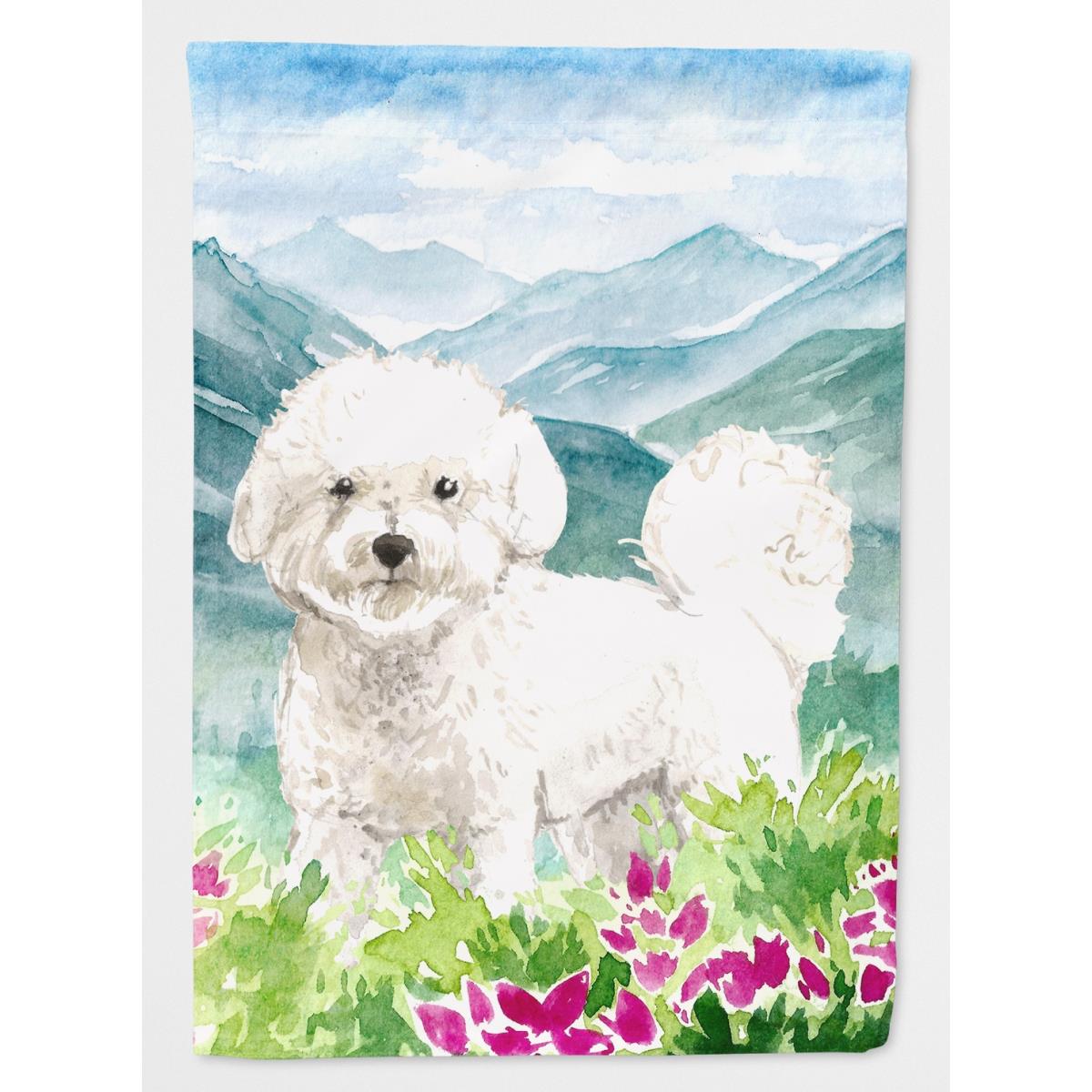 Mountain Flowers Bichon Frise Garden Size Flag