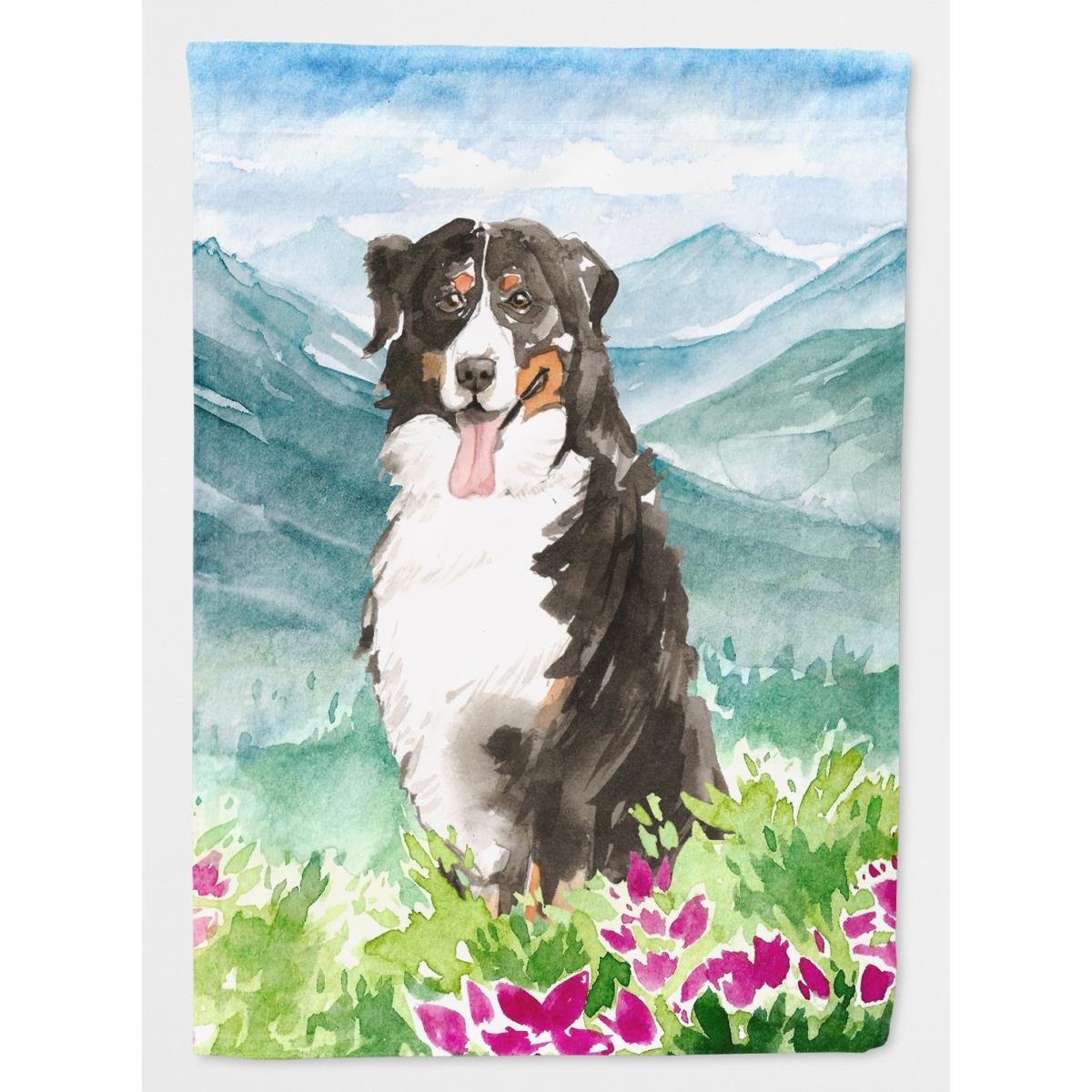 Mountain Flowers Bernese Mountain Dog Garden Size Flag