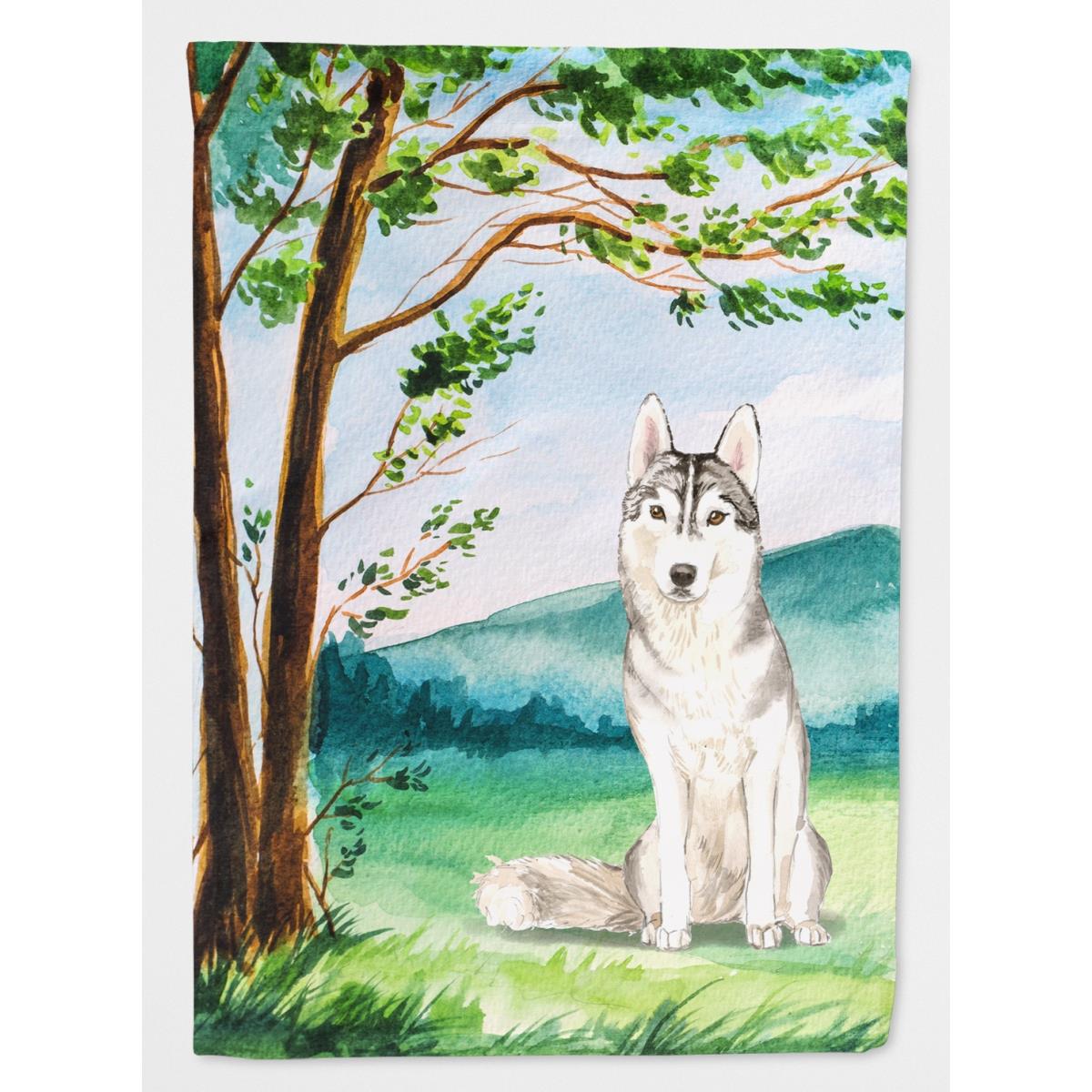 Under the Tree Siberian Husky Garden Size Flag